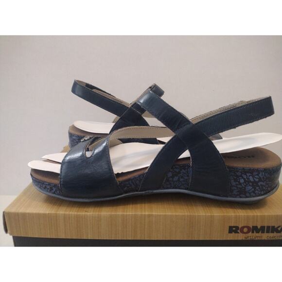 Romika Blue (Jeans)Leather Adjustable Slingback Sandals Fidschi US 6-6.5/EU 37 - Picture 9 of 13